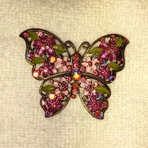 Purple stone butterfly brooch